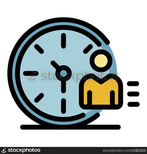 Recruiter time work icon. Outline recruiter time work vector icon color flat isolated. Recruiter time work icon color outline vector