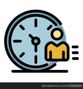 Recruiter time work icon. Outline recruiter time work vector icon color flat isolated. Recruiter time work icon color outline vector