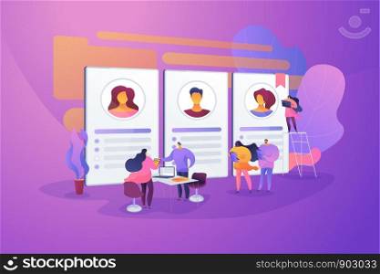 Recruitment and employment service. HR agency and headhunting company. Job interview, employment process, choosing a candidate concept. Vector isolated concept creative illustration. concept vector illustration