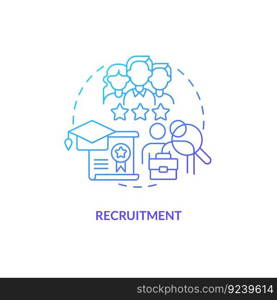 Recruitment blue gradient concept icon. Talent management. Employment agency. Human resource. Talent management. Headhunting abstract idea thin line illustration. Isolated outline drawing. Recruitment blue gradient concept icon