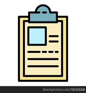 Recruitment clipboard icon. Outline recruitment clipboard vector icon color flat isolated. Recruitment clipboard icon color outline vector