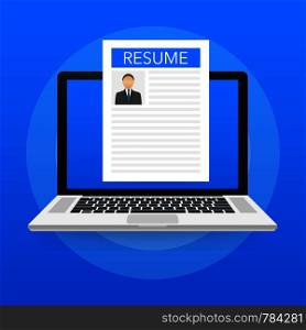 Recruitment concept. Hire workers, choice employers search team for job. Resume icon. Vector stock illustration.