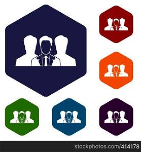 Recruitment icons set rhombus in different colors isolated on white background. Recruitment icons set