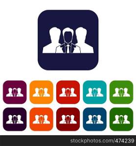 Recruitment icons set vector illustration in flat style In colors red, blue, green and other. Recruitment icons set