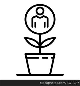 Recruitment man plant icon. Outline recruitment man plant vector icon for web design isolated on white background. Recruitment man plant icon, outline style