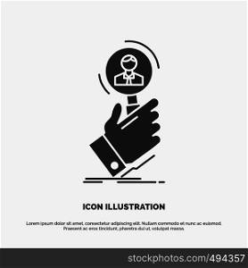 recruitment, search, find, human resource, people Icon. glyph vector gray symbol for UI and UX, website or mobile application. Vector EPS10 Abstract Template background