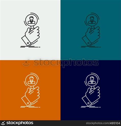 recruitment, search, find, human resource, people Icon Over Various Background. Line style design, designed for web and app. Eps 10 vector illustration. Vector EPS10 Abstract Template background