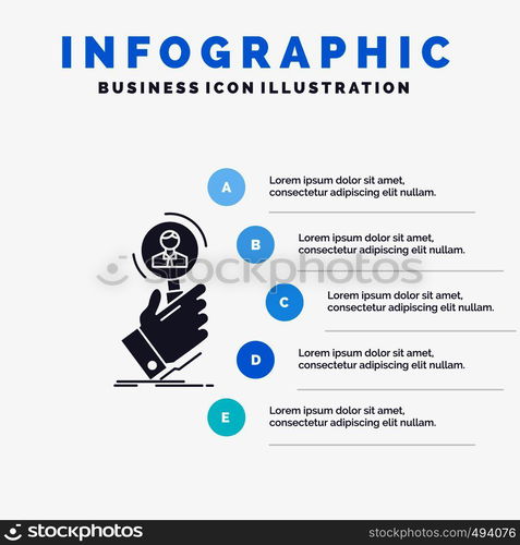 recruitment, search, find, human resource, people Infographics Template for Website and Presentation. GLyph Gray icon with Blue infographic style vector illustration.. Vector EPS10 Abstract Template background