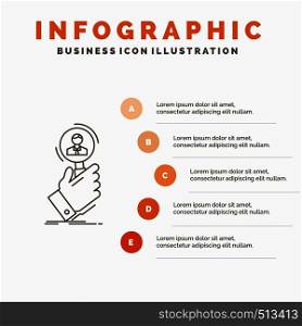 recruitment, search, find, human resource, people Infographics Template for Website and Presentation. Line Gray icon with Orange infographic style vector illustration. Vector EPS10 Abstract Template background