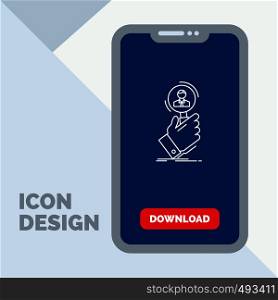 recruitment, search, find, human resource, people Line Icon in Mobile for Download Page. Vector EPS10 Abstract Template background