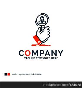 recruitment, search, find, human resource, people Logo Design. Blue and Orange Brand Name Design. Place for Tagline. Business Logo template.