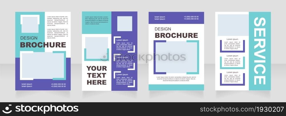 Recruitment service purple and cyan blank brochure layout design. Vertical poster template set with empty copy space for text. Premade corporate reports collection. Editable flyer paper pages. Recruitment service purple and cyan blank brochure layout design