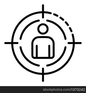 Recruitment target man icon. Outline recruitment target man vector icon for web design isolated on white background. Recruitment target man icon, outline style