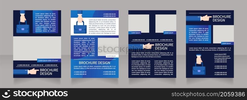 Recruitment tool investing blank brochure layout design. Vertical poster template set with empty copy space for text. Premade corporate reports collection. Editable flyer 4 paper pages. Recruitment tool investing blank brochure layout design
