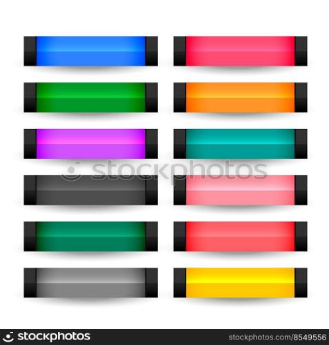 rectangle buttons set in many colors