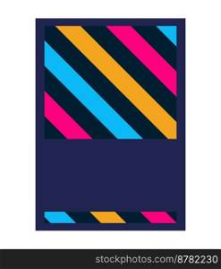 Rectangle dark blue shape with colorful stripes brochure element design. Vector illustration with empty copy space for text. Editable shape for poster decoration. Creative and customizable frame. Rectangle dark blue shape with colorful stripes brochure element design