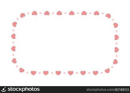 Rectangle frame with hearts. Template for Valentine day invitation card, photo, picture, banner. Vector flat illustration isolated on white background.. Rectangle frame with hearts. Template for Valentine day invitation card, photo, picture, banner. Vector flat illustration isolated on white background