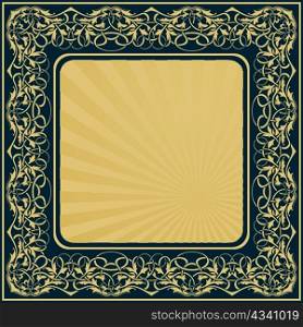Rectangle gold frame with floral ornamental border