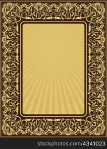 Rectangle gold frame with floral ornamental border
