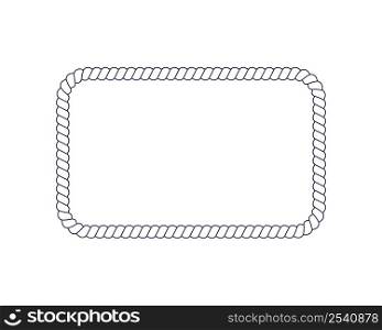 Rectangle rope frame for photo or picture in retro yacht style. Design element in maritime style for print and decoration. Vector outline illustration.. Rectangle rope frame for photo or picture in retro yacht style. Design element in maritime style for print and decoration. Vector outline illustration