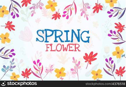 Rectangle Spring Flower Floral Plant Frame Card Vector Decoration