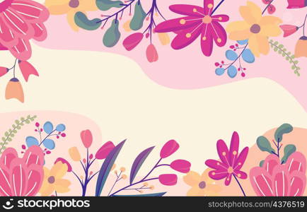 Rectangle Spring Flower Floral Plant Frame Card Vector Decoration