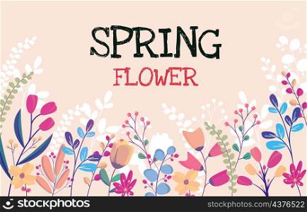 Rectangle Spring Flower Floral Plant Frame Greeting Card Vector Decoration