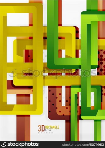 Rectangle tube elements, vector background. Rectangle tube elements, vector 3d background