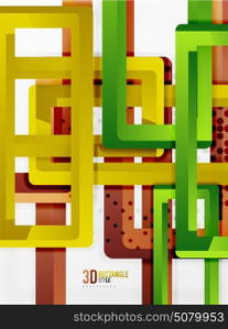 Rectangle tube elements, vector background. Rectangle tube elements, vector 3d background