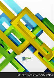 Rectangle tube elements, vector background. Rectangle tube elements, vector 3d background
