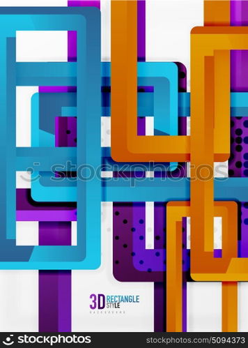 Rectangle tube elements, vector background. Rectangle tube elements, vector 3d background