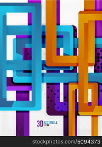 Rectangle tube elements, vector background. Rectangle tube elements, vector 3d background