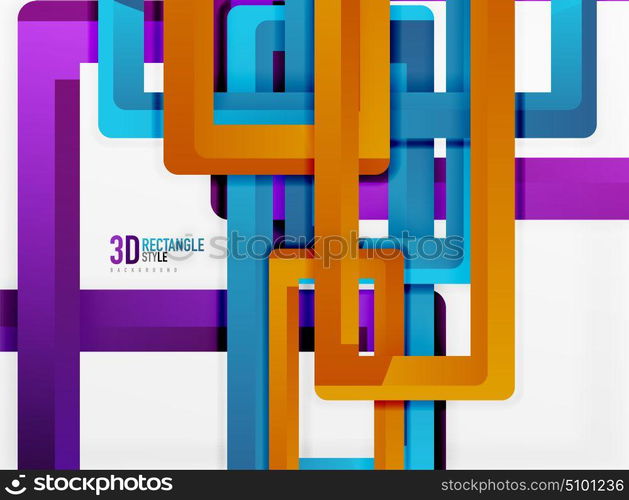 Rectangle tube elements, vector background. Rectangle tube elements, vector 3d background