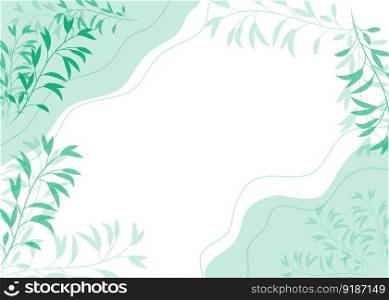 Rectangular banner with floral elements in gentle green color. Vector illustration. For the design of a poster, flyer, invitation, congratulations, landing screen.