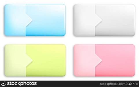 Rectangular blue button divided into areas with rounded corners. Element for design of web pages and interface. Vector isolated on white background