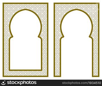 Rectangular frame with Arabic pattern and curly frame.. Rectangular frame of the Arabic pattern.Curly frame.