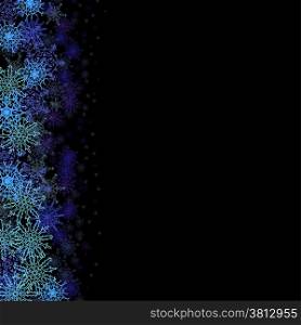 Rectangular frame with small blue snowflakes layered on the left