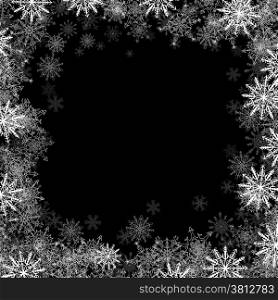 Rectangular frame with small snowflakes layered around