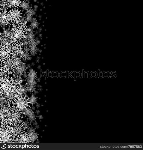 Rectangular frame with small snowflakes layered on the left