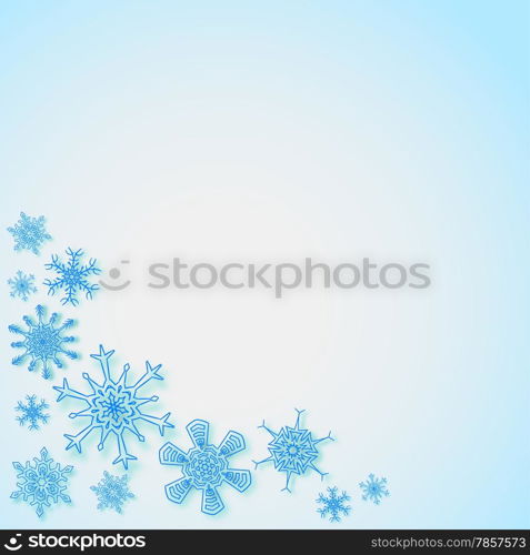 Rectangular frame with snowflakes in the corner