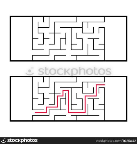 Rectangular labyrinth, maze. An interesting and useful game for preschoolers. An easy puzzle game. Simple flat vector illustration isolated on white background. With the right decision. Rectangular labyrinth, maze. An interesting and useful game for preschoolers. An easy puzzle game. Simple flat vector illustration isolated on white background. With the right decision.