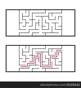 Rectangular labyrinth, maze. An interesting and useful game for preschoolers. An easy puzzle game. Simple flat vector illustration isolated on white background. With the right decision. Rectangular labyrinth, maze. An interesting and useful game for preschoolers. An easy puzzle game. Simple flat vector illustration isolated on white background. With the right decision.