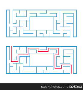 Rectangular labyrinth, maze. An interesting and useful game for preschoolers. An easy puzzle game. Simple flat vector illustration isolated on white background. With the right decision. Rectangular labyrinth, maze. An interesting and useful game for preschoolers. An easy puzzle game. Simple flat vector illustration isolated on white background. With the right decision.