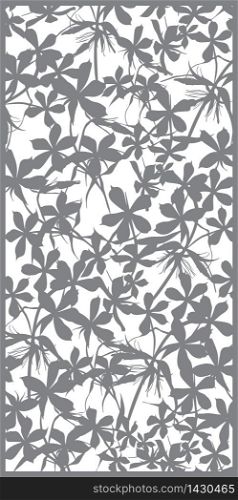 Rectangular lattice pattern floral background. Silhouette phlox flower. Good idea for metallic gratings with laser cutting. Vector illustration.. Rectangular lattice pattern floral background. Silhouette phlox flower