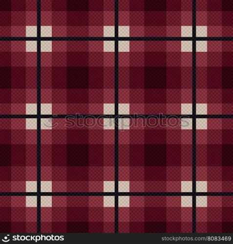 Rectangular seamless vector fabric pattern mainly in marsala color with dark gray lines