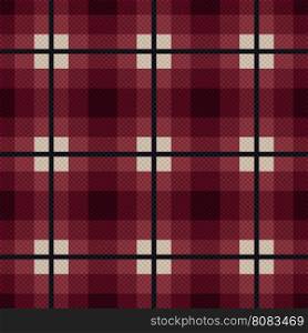 Rectangular seamless vector fabric pattern mainly in marsala color with dark gray lines
