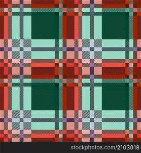 Rectangular seamless vector pattern as a tartan plaid in green and orange hues, texture for flannel shirt, plaid, tablecloths, clothes, blankets and other textile