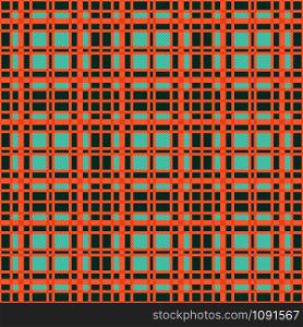 Rectangular seamless vector pattern as a tartan plaid in turquoise and orange hues
