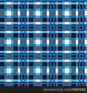 Rectangular seamless vector pattern as a tartan plaid mainly blue hues and grey, white colors