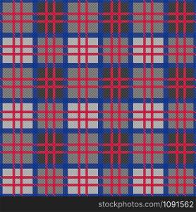Rectangular seamless vector pattern as a tartan plaid mainly gray blue hues and red colors